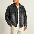 thumbnail image 3 of Akmaiox Men's & Big Men's Denim Jacket Button Up Long Sleeve Shirts Regular Fit Jean Trucker Jacket with Pockets Dark Gray XXXL, 3 of 7