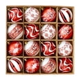 thumbnail image 1 of 16 piezas de adornos navideños de bolas colgantes, manualidades, colgantes, decoraciones navideñas para Acción de y festividades. Rojo Blanco, 1 of 8