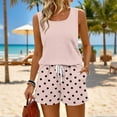 thumbnail image 2 of 2 Piece Sets for Women Summer Casual Womens Short Sets Beach Vacation Sleeveless Tank Top Square Neck Drawstring Polka Dots Travel Outfits Light pink XXXL, 2 of 8