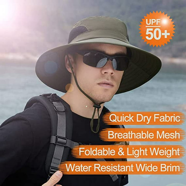 Goyoma Sun Hat for Men Women, UPF50+ Fishing Hat, Sun Protection Bucket Hats Wide Brim Safari Hat Hat for Hiking BeachGreen, adult Unisex, Size: One