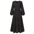 thumbnail image 3 of Frontwalk Women Evening Dress Long Sleeve Maxi Dresses Floral Printed Ladies Loose Wedding V Neck Black 2XL, 3 of 9