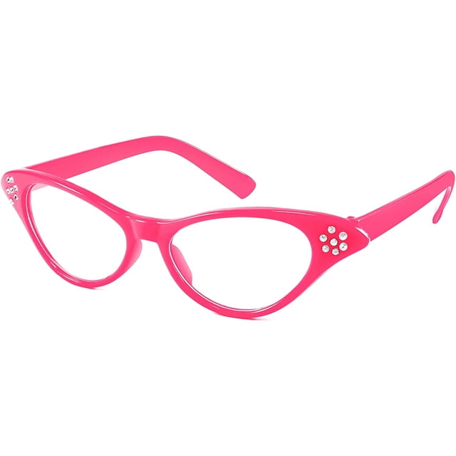 Gafas de disfraz de ojo de gato con pedrería para mujer y niño, años 50, 6