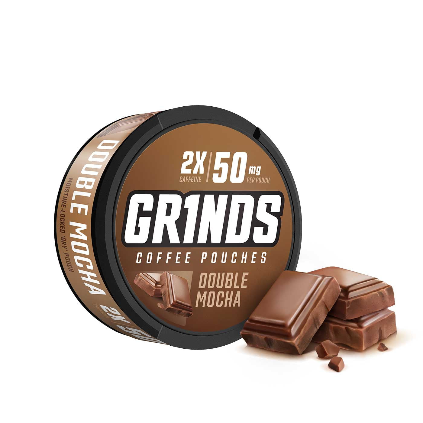 Grinds Coffee Pouches | 3 Cans of Double Mocha | 18 Pouches per Can
