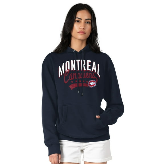 Women's G-III 4Her by Carl Banks Navy Montreal Canadiens Filigree Logo Pullover Hoodie