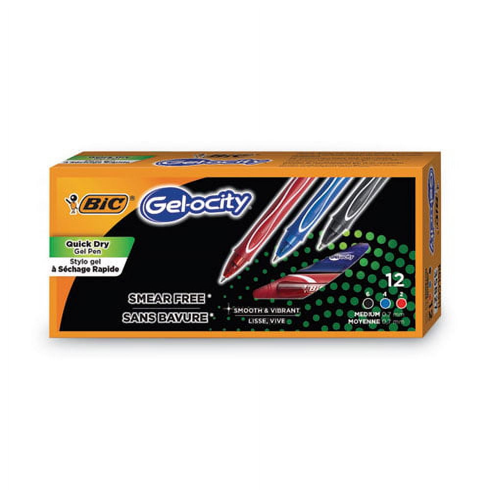 BIC Gel-Ocity Quick Dry Gel Pen, Retractable, Fine 0.7 mm, Three Assorted Ink Barrel Colors, Bundle of 5 Dozen