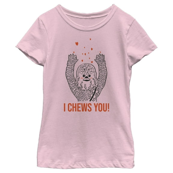 Girl's Star Wars Chewbacca I Chews You  Graphic Tee Light Pink Medium