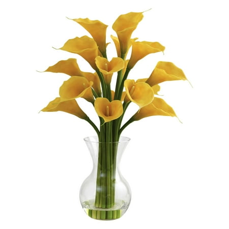 Nearly Natural Calla Lily - Nearly Natural Galla Calla Lily with Vase Arrangement, Yellow