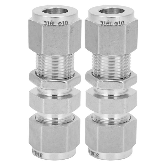 Safe Durable Compression Bulkhead, Stainless Steel Fitting Bulkhead, For Water Pipes 316 Stainless Steel Gas Pipes Oil Pipes Ф10