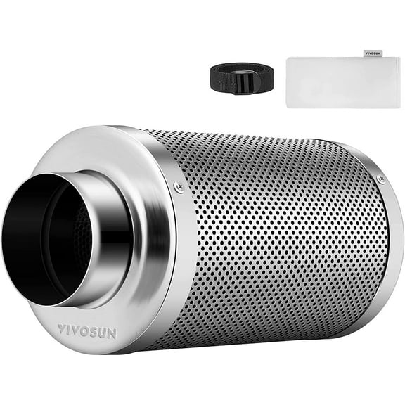 VIVOSUN 6 Inch Air Carbon Filter Smelliness Control with Australia Virgin Charcoal for Inline Duct Fan, Grow Tent, Pre-Filter Included, Reversible Flange 6"x 16"