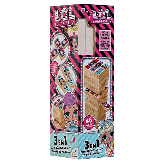 Juego DE Mesa Torre DE Madera 3 en 1 LOL Surprise Novelty JUEGO DE MESA