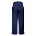 thumbnail image 3 of Casual Pants for Women 2025 Elastic High Waist Drawstring Wide Leg Floor Length Palazzo Pants with Pockets Trousers, 3 of 6