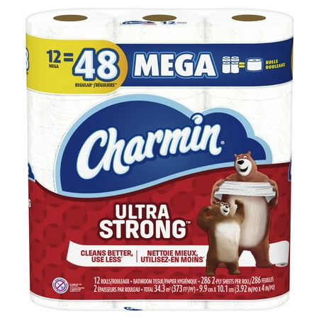 Charmin Ultra Strong Toilet Paper 12 Mega Roll, 286 sheets per