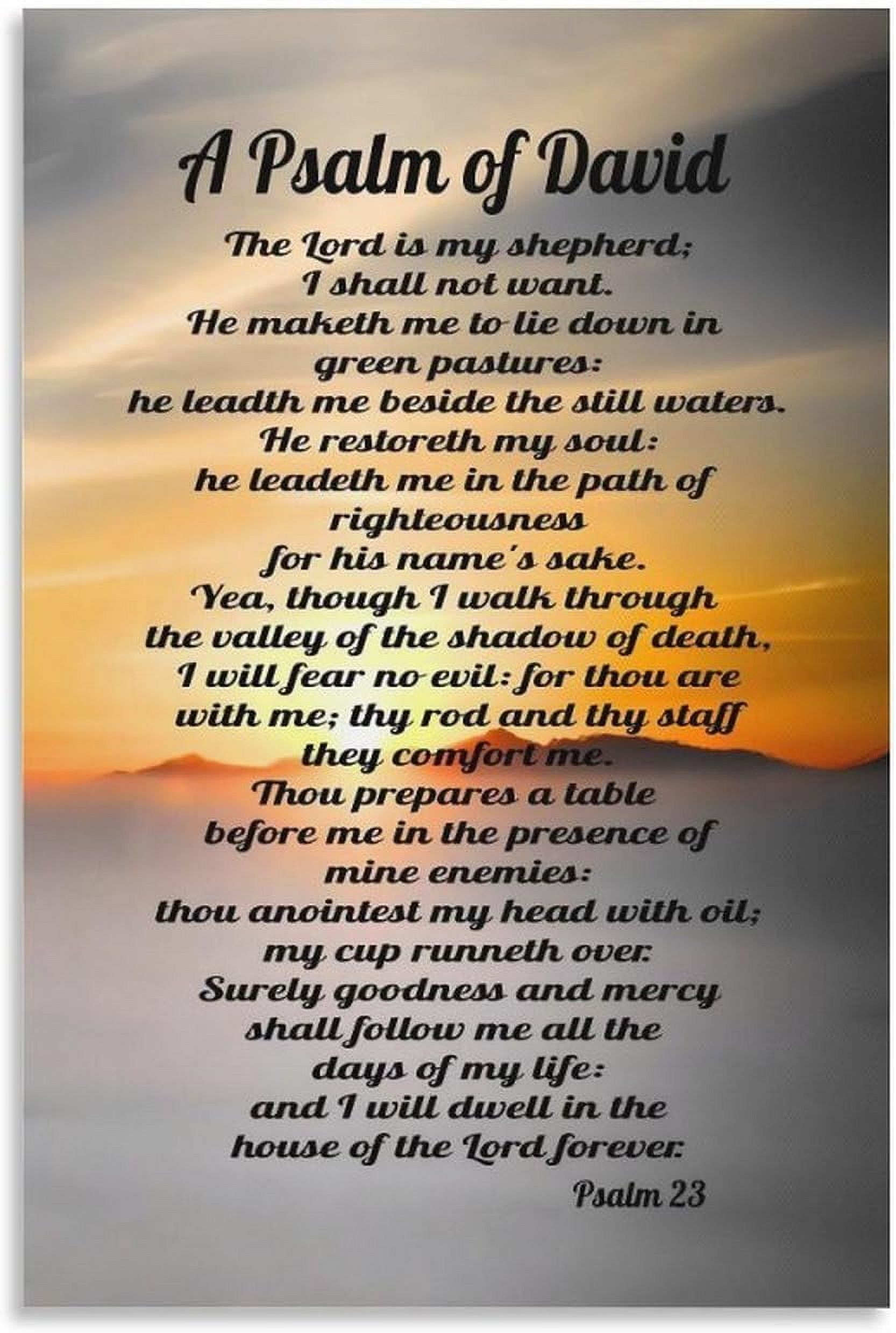 Psalm 23 Wall Art A Psalm of David Poster Decorative Painting Bathroom Decor Living Room Canvas Wall Art UnFramed,08x12inch(20x30cm)