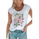 thumbnail image 4 of ABPHQTO Camiseta blanca con cuello redondo y estampado floral de flamencos de verano para mujer, 4 of 5