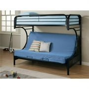 Benzara BM158044 64.5 x 78.5 x 41.75 in. Casual Style Twin Size Over Futon Bunk Bed, Black