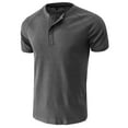thumbnail image 3 of PEASKJP Mens Casual Henley Shirts Short Sleeve Athletic Workout Shirt Gym Muscle Slim Fit Basic Tops (Grey,S), 3 of 7