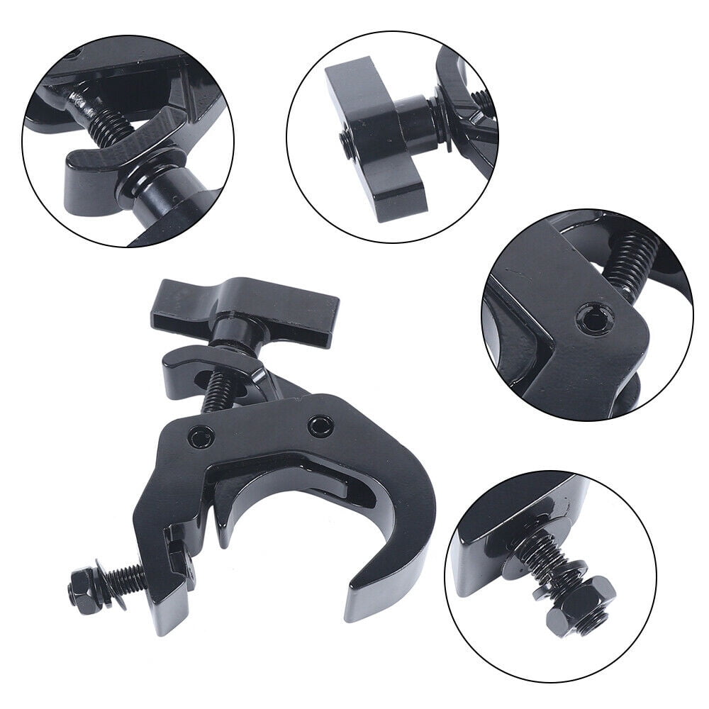 8 Pack 330lbs Heavy Duty Stage Lighting Clamps – DJ Truss Hook Clamp Set for Stage Lights, Par Lights, and Spot Lights (Black, Aluminum Alloy)
