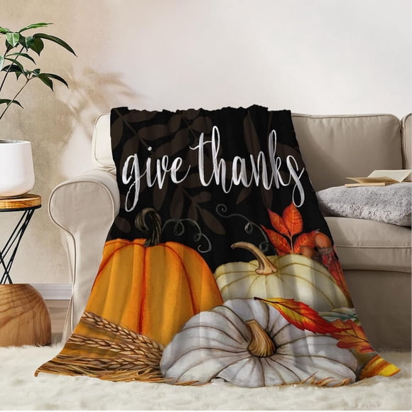 Fall Decoraitve Throw Blanket Small Size Thanksgiving Autumn Pumpkins Print Blanket Baby Pet Toddler Blanket Couch Sofa Bed Outdoor Soft Lightweight Fuzzy Plush Blankets and Throws 30x40