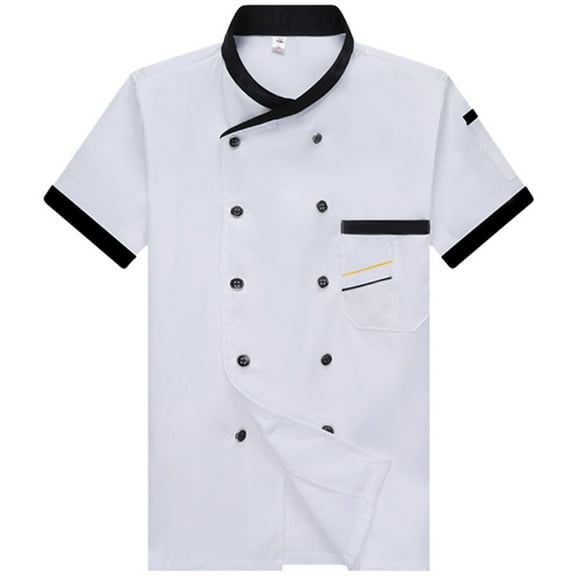 Prdecexlu Personalized Chef Coat Short Sleeve Double-Breasted Button Front Chef Shirt Custom Uniform Chef Jacket for Men Women White XL