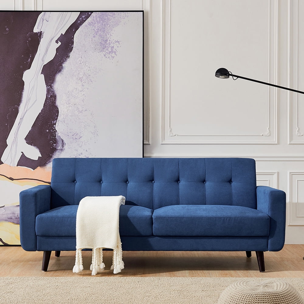 Kepooman 79" Mid-Century Modern Velvet Fabric Loveseat Sofa Couch Bed for Living Room, Bule Kepooman 79" Mid-Century Modern Velvet Fabric Loveseat Sofa Couch Bed for Living Room, Bule