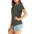 thumbnail image 4 of Allegra K Women's Ruffle Short Sleeve Tops V Neck Button Ditsy Floral Blouse, 4 of 6