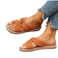 thumbnail image 6 of Caywon Women Flat Slide Sandals, Knotted Criss Cross Fabric, Woven Sole Vacation Dressy, Comfortable Ladies Shoes Sandalias Planas Mujer, 6 of 7