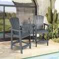 thumbnail image 3 of Aoodor Tall Adirondack Chairs Set of 2, HDPE Outdoor Bar Stools with Connecting Tray, Patio Furniture for Backyard, Garden, or Balcony (Gray), 3 of 10
