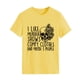 thumbnail image 3 of Camiseta de manga corta amarilla de moda para mujer con estampado negro, cuello redondo, corte informal, talla XL, 3 of 6