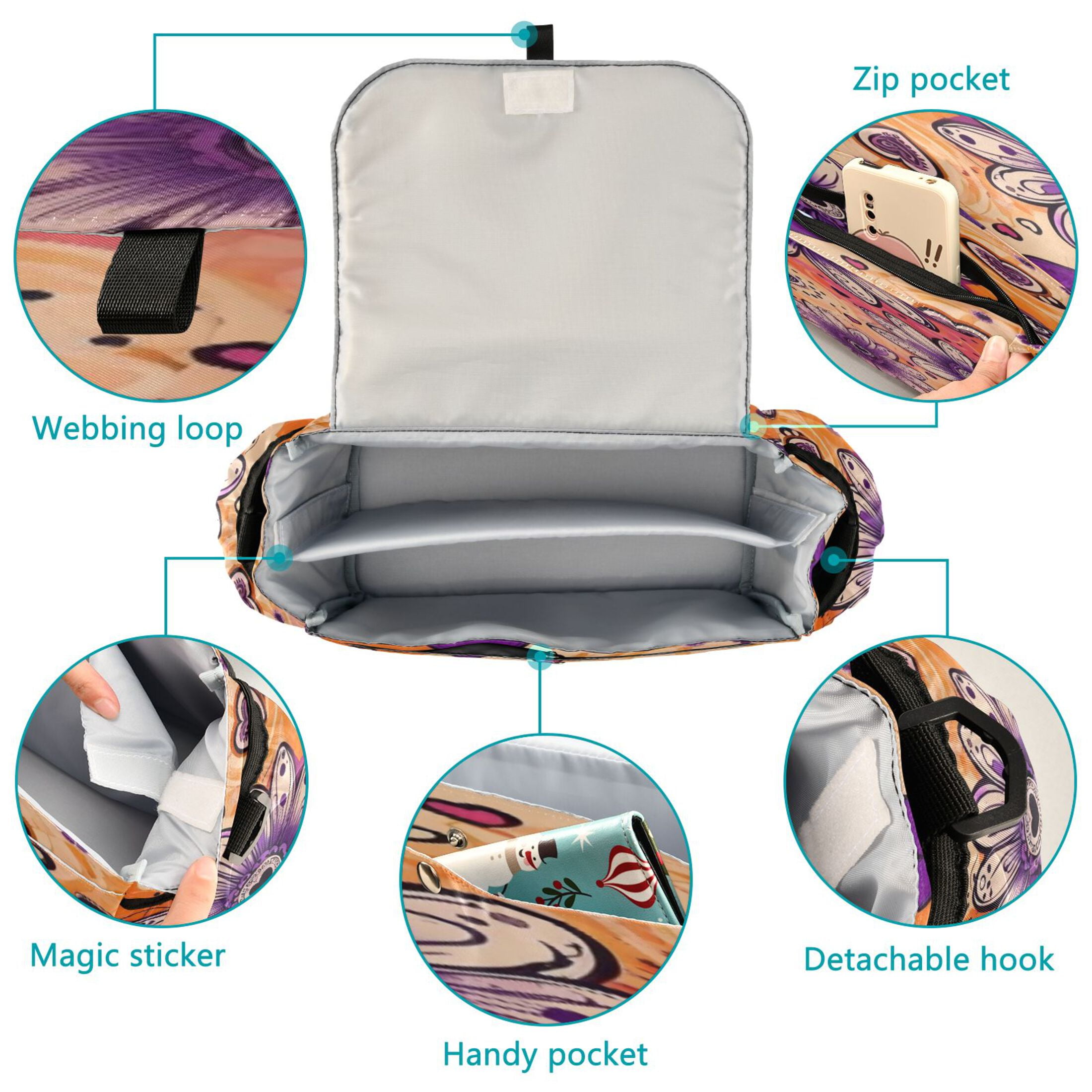 DIXRUYEE Stroller Organizer Love Blooms Printed