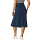 thumbnail image 3 of Falda de mezclilla casual INSPIRE CHIC para mujer, de talle alto, en línea A, con vuelo, midi, 3XL, azul oscuro, 3 of 6