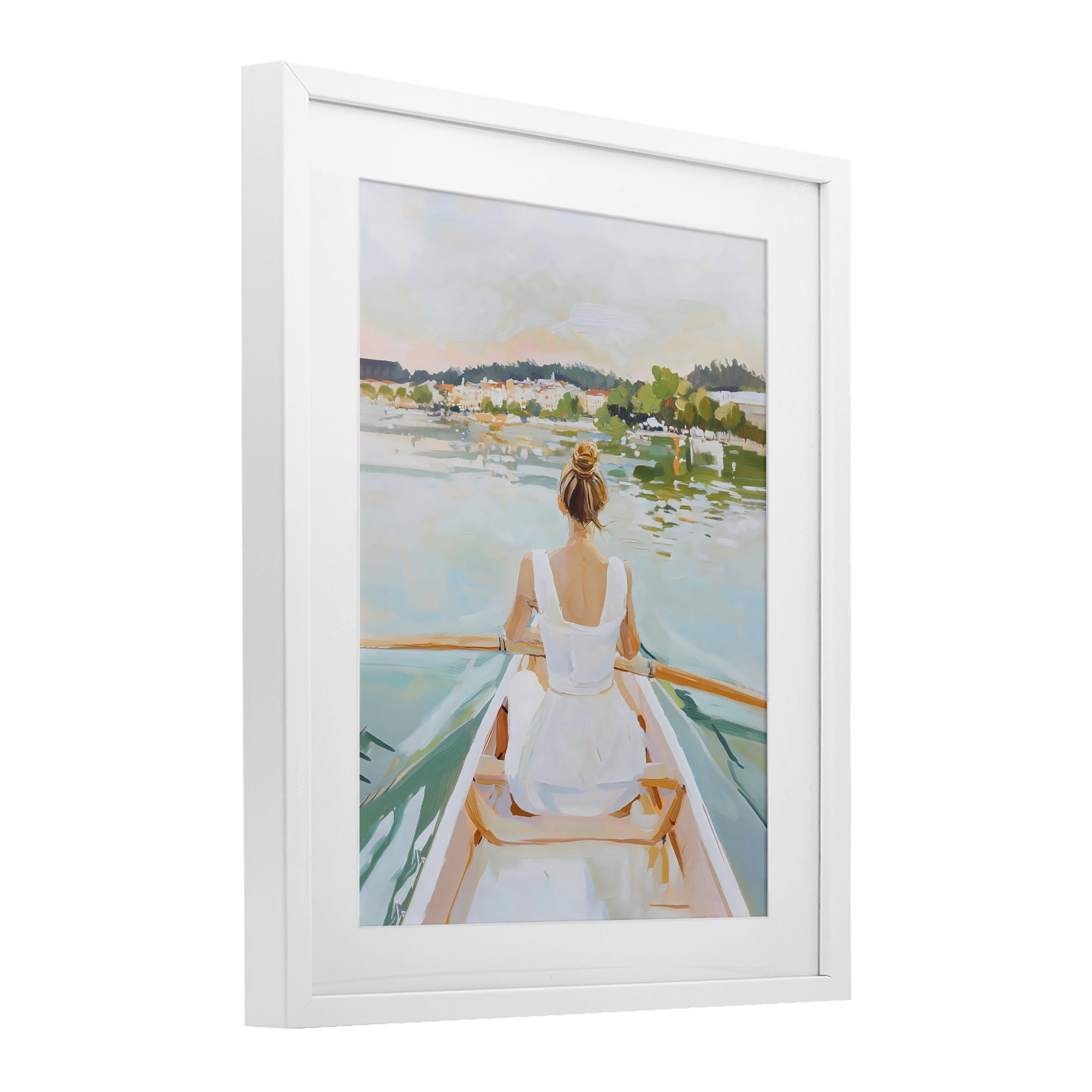 Stupell Industries Girl In Peaceful Canoe Ride White Framed Print Under Glass, design by The Prints Vibe