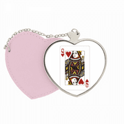 Heart Q Playing Cards Pattern Mirror Travel Purse Makeup Heart Pink