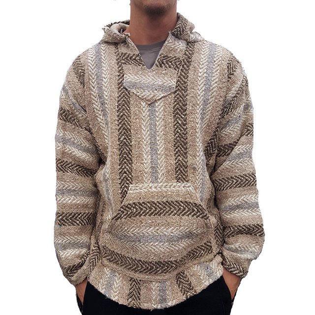Hombres Raya Casual Sudadera con capucha Manga larga Bolsillo grande Blusa Abrigos Pompotops oipoqjl16767