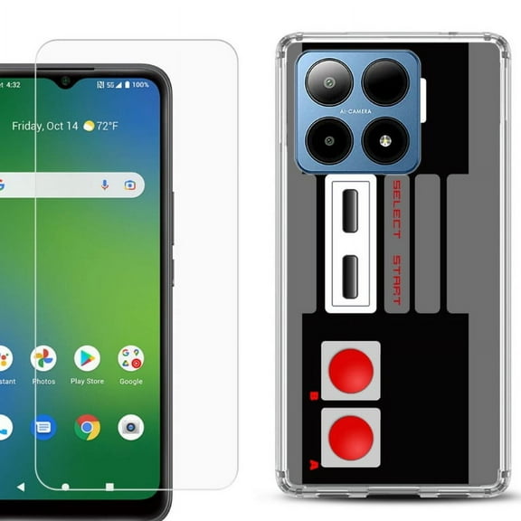 For Boost Mobile Summit 5G Shockproof Phone Case Cover with Tempered Glass Screen Protector, by OneToughShield - Game Controller