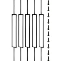 VEVOR Deck Balusters, 10 Pack Metal Deck Spindles, 44"x0.5" Staircase Baluster with Screws, Iron Deck Railing for Wood and Composite Deck, Stylish Black Baluster for Outdoor Stair Deck Porch