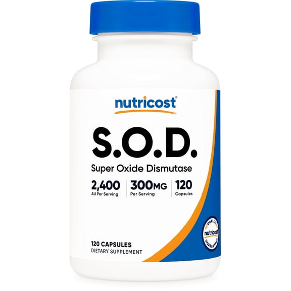 Nutricost S.O.D. Supplement 300mg (2,400 AU) Per Serving, 120 Capsules for 120 Servings Per Bottle - Superoxide Dismutase, Vegan, GMO-Free, Gluten-Free