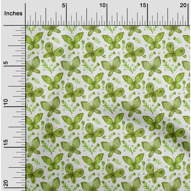 oneOone Velvet Light Green Fabric Insect & Floral Feather Sewing Material Print Fabric By The Yard 58 Inch Wide