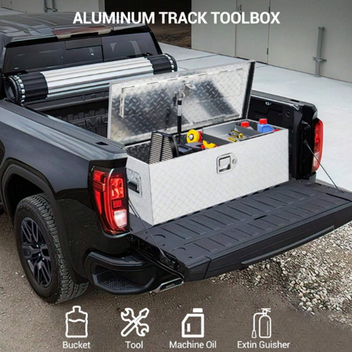 Danolapsi 30 Inch Aluminum Truck Tool Box, Truck Bed Storage Box With Security Lock And Wider Handles, Heavy Duty Waterproof Tool Box Organizer Chest For Pick Up Truck Rv Trailer