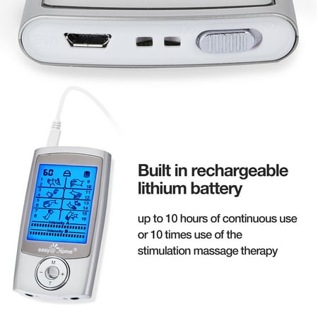 Easy@Home Rechargeable TENS Unit Muscle Stimulator, 16 Modes, 20 Intensity Levels, 1 Pack