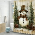 thumbnail image 4 of 70.9x59 in Christmas Snowman Shower Curtain, Waterproof Polyester Holiday Bathroom Decor, Festive Xmas Themed Curtain with Snowflakes/Christmas Tree, Multiple Styles Toilet Partition Curtain, 4 of 6