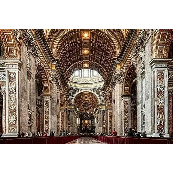 Jigsaw Puzzle for Adults, Basilica in Rome Italy Majestic Interior, 1000 Piece Wooden Puzzle, Grand European Religious Architecture Art for Home Display