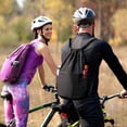 thumbnail image 5 of Mochila impermeable con cordón para gimnasio para hombres y mujeres, mochila deportiva para gimnasio, mini mochila de viaje, negra, 5 of 5