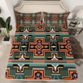 thumbnail image 2 of Homewish Bohemian Aztec Bed Sheets for Teen, Teal Orange Square King Sheets, Vintage Mandala Western Sheet Set, Breathable Home Decor, 4-Piece, 2 of 7