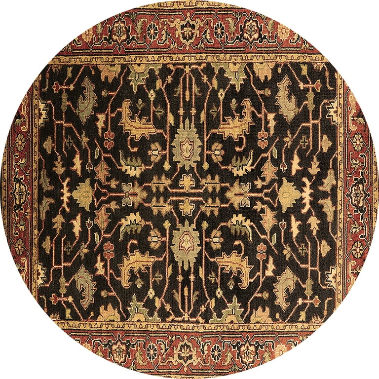 Ahgly Company Indoor Round Oriental Brown Industrial Area Rugs, 5