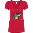 thumbnail image 3 of Inktastic Sunny Gator in Pink Sunglasses Women's V-Neck T-Shirt, 3 of 5