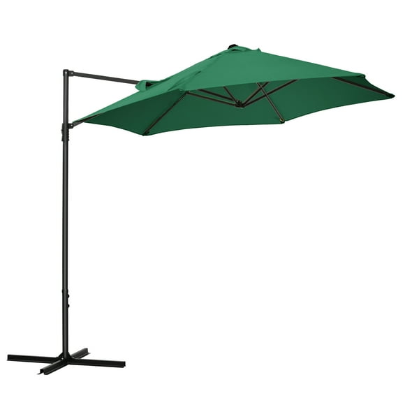 Outsunny 8.5FT Offset Patio Umbrella 360° Rotation Cantilever Parasol Green