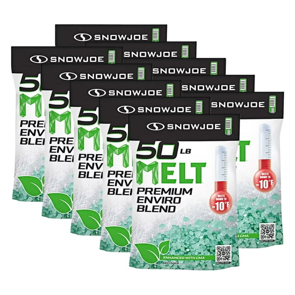 Snow Joe 10 Pack Enviro Blend Ice Snow Melt, Safe for Concrete & Plants, 50 lb