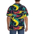 thumbnail image 3 of Rateoe Colorful Sharks Pattern Men's Short Sleeve Classic Shirt, Casual Short-Sleeved Shirt, Lightweight Summer Shirt, Cuban Collar Shirt,Button-Front Shirt-Large, 3 of 5
