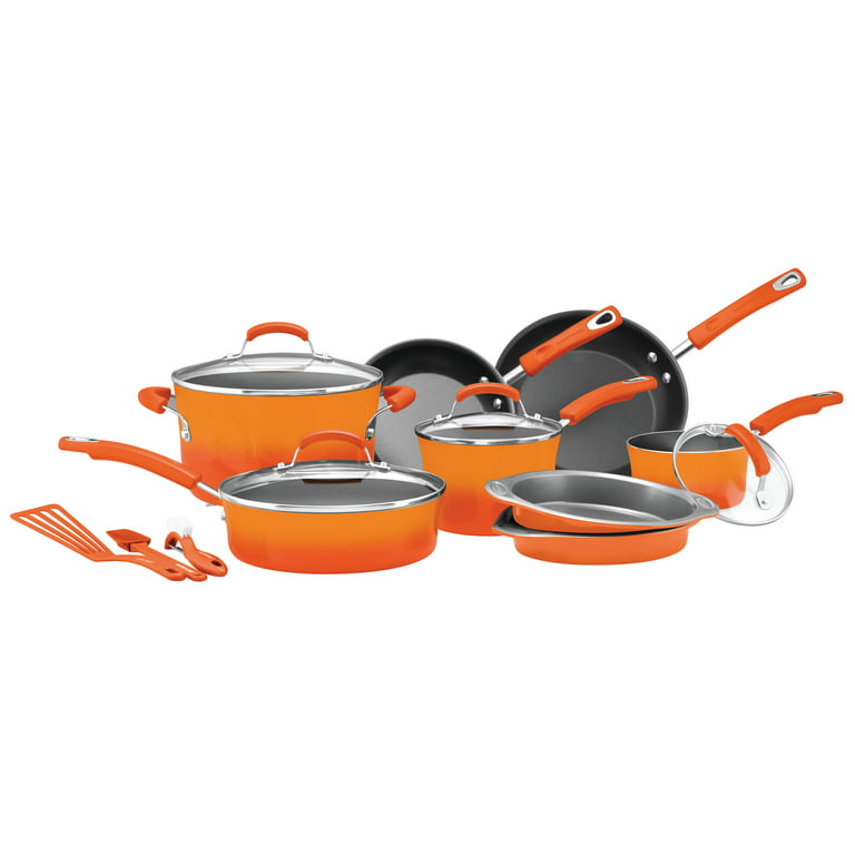 Best Buy: Rachael Ray 15-Piece Cookware Set Orange 91587042M