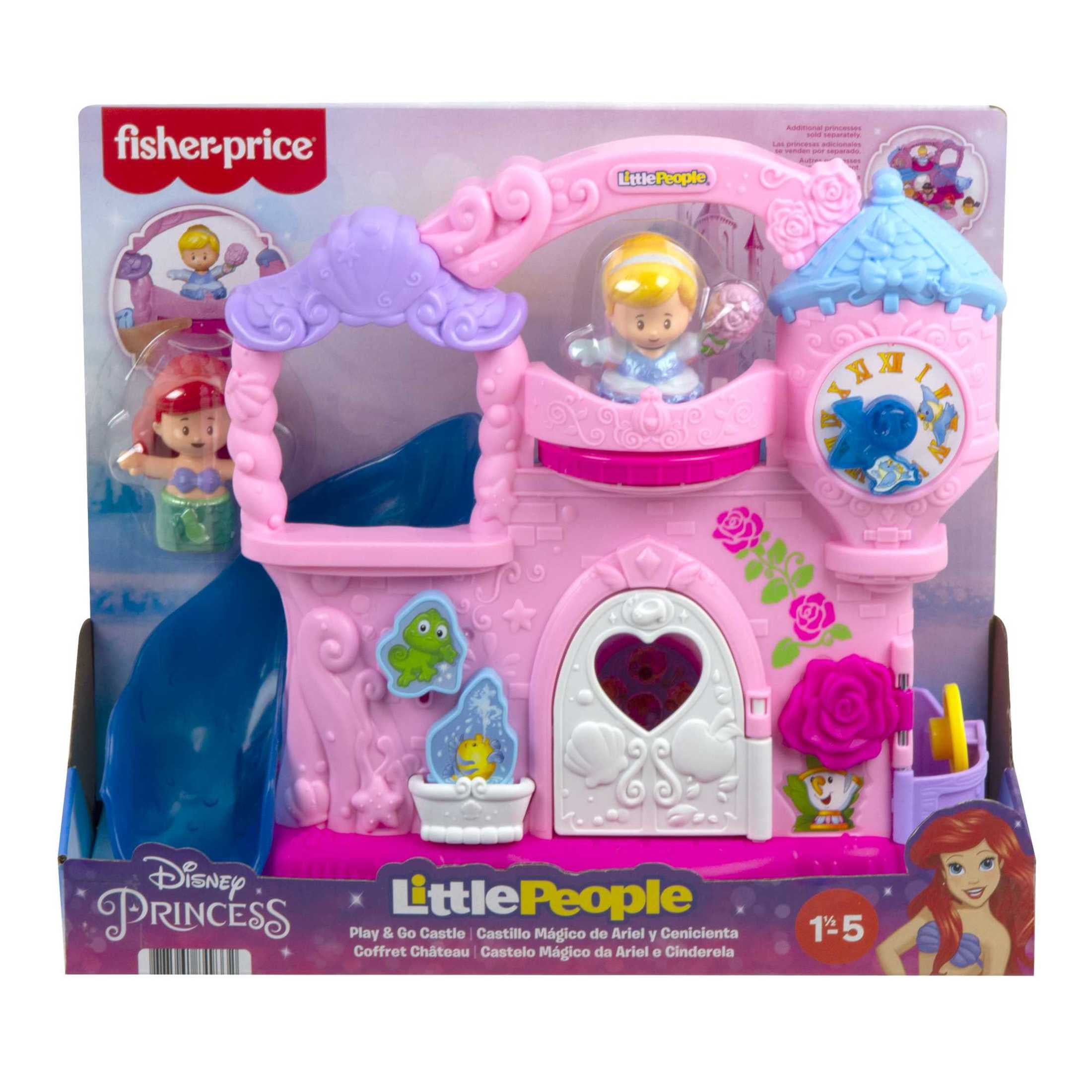Disney Princess Play & Go Castle Little People Portable Playset & 2 Figures for Toddlers
